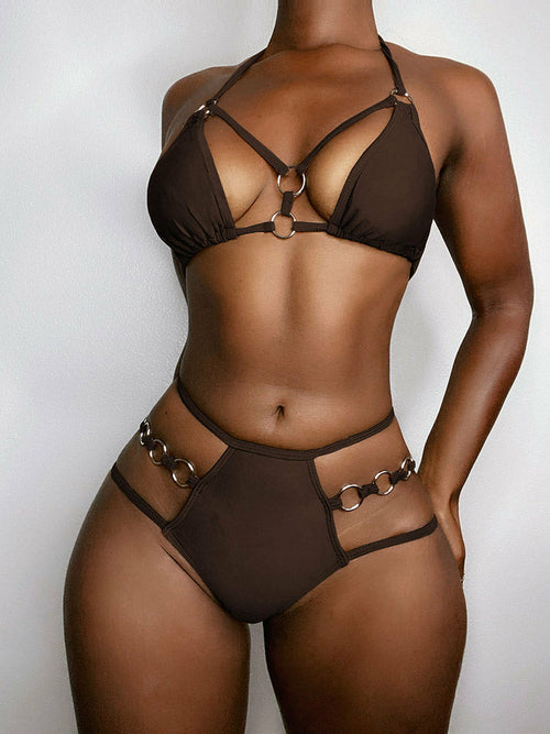 Women's Sexy Hollowed Out Necked Halter Triangle Bathing Suit